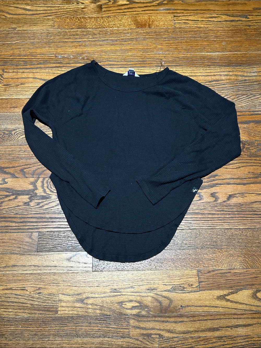 Black Long Sleeve Waffle Knit Top - Picture 1 of 3